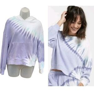 Wildfox Women's Small Peri Shibori Purple Long Sleeve Tie-Dye Hoodie Sweatshirt